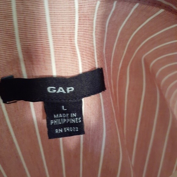 Gap top sleeveless striped cotton button-down pink/red large l career office - Picture 6 of 7